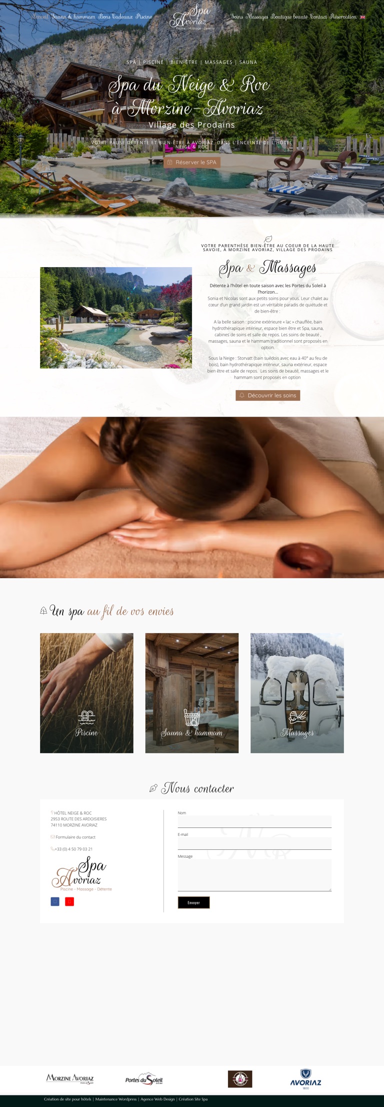 Capture pleine page du site du spa du Neige & Roc à Morzine-Avoriaz