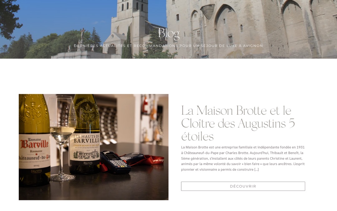 Page blog du site Augustins 1261 : dernières actualités et recommandations pour un séjour de luxe à Avignon