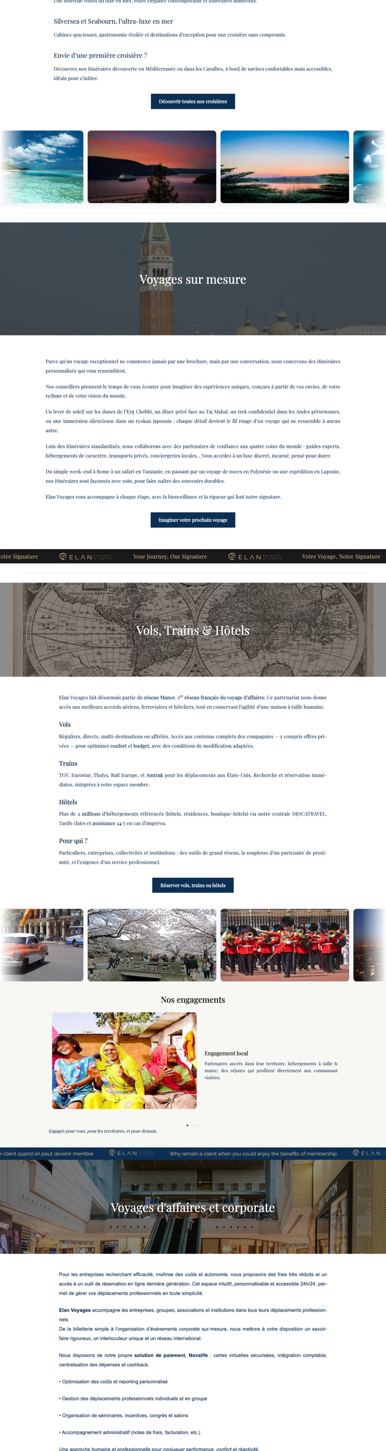 Capture pleine page du site internet d’Elan Voyages St Barth, agence de voyages à Saint-Barthélemy
