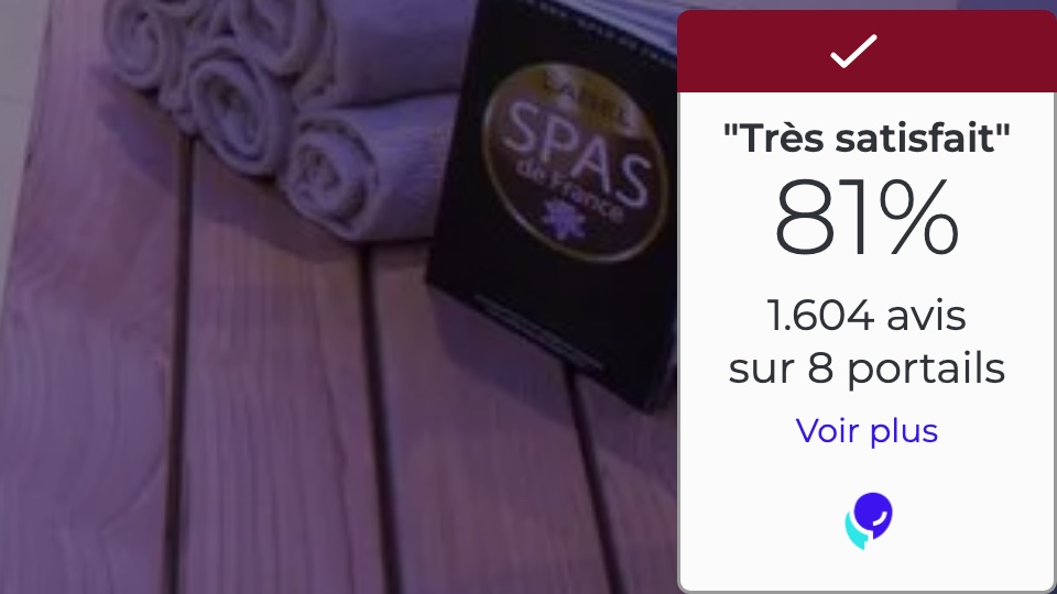 Gros plan sur le widget Customer Alliance : appréciation « Très satisfait », pourcentage, nombre d’avis, nombre de portails et lien « Voir plus »