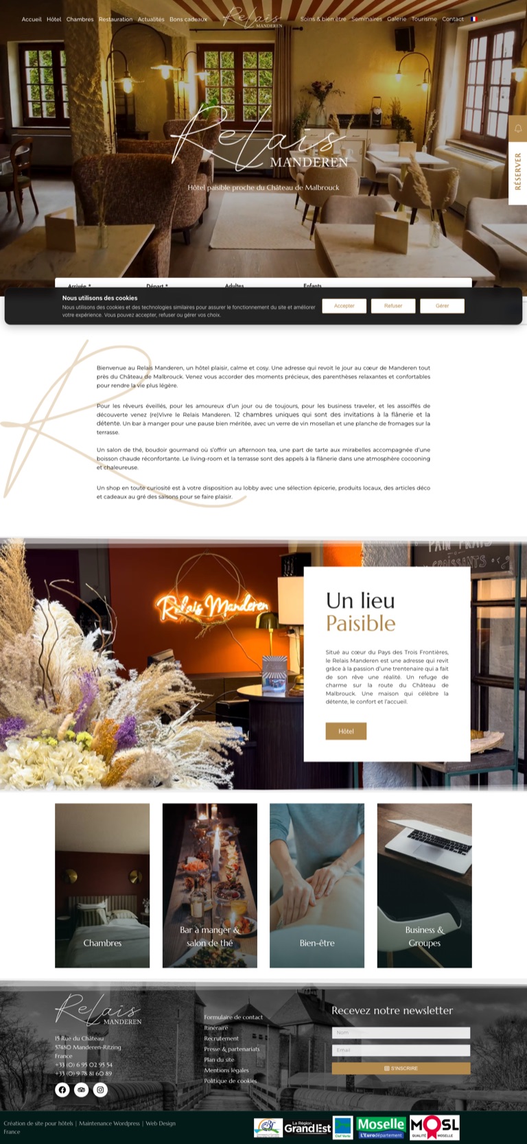 Capture pleine page du site du Relais Manderen, hôtel et restaurant en Moselle dont le moteur de réservation est Misterbooking