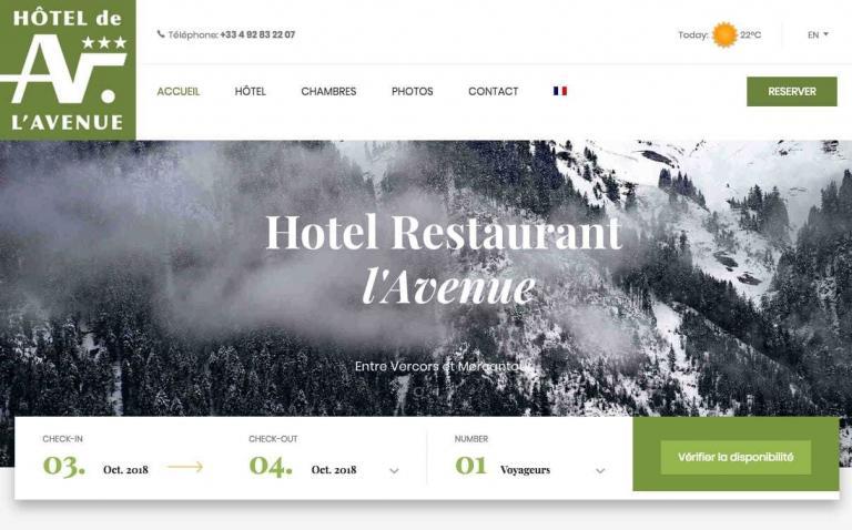 Capture du site internet « Hôtel Avenue »