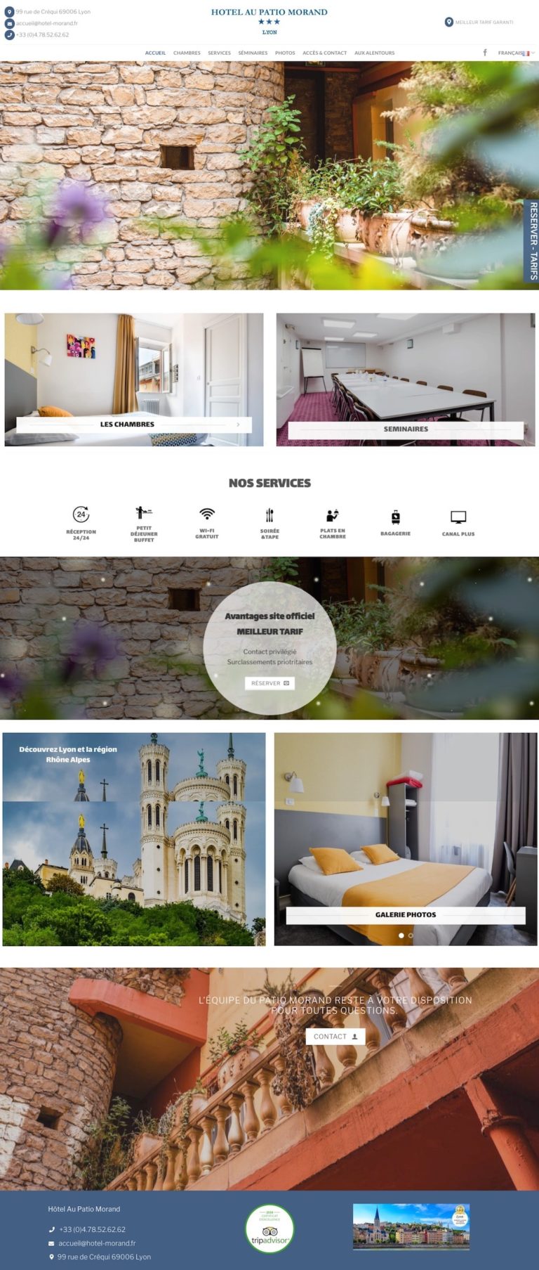 Capture du site internet « Hôtel Patio Morand »