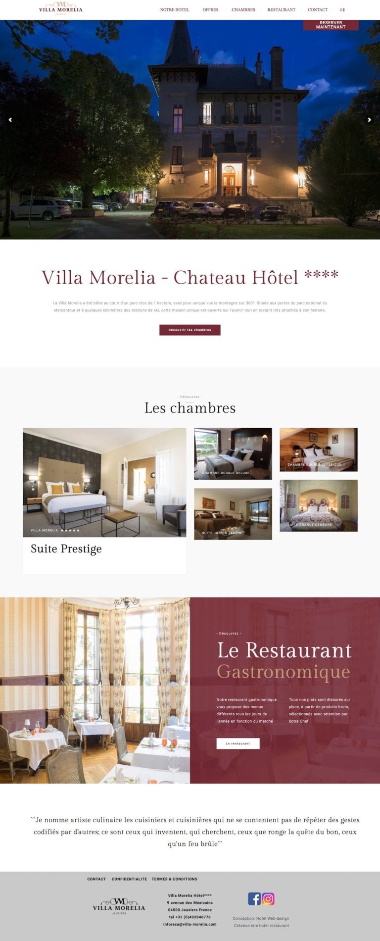 Capture du site internet « La Villa Morelia »