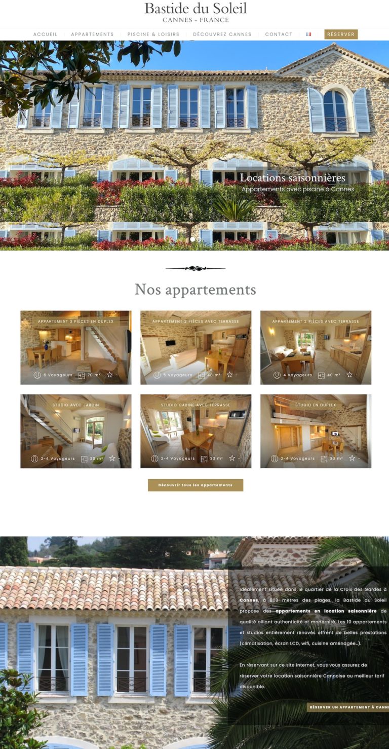 Capture du site internet « La Bastide du Soleil »