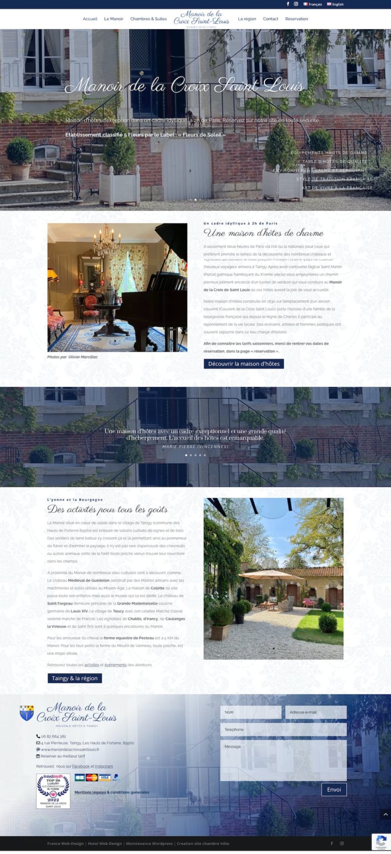 Capture du site internet « Manoir de la Croix Saint-Louis »