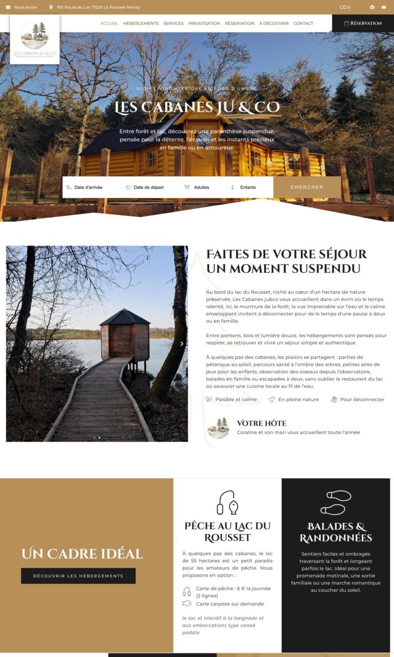 Capture du site internet « Les Cabanes Ju & Co »