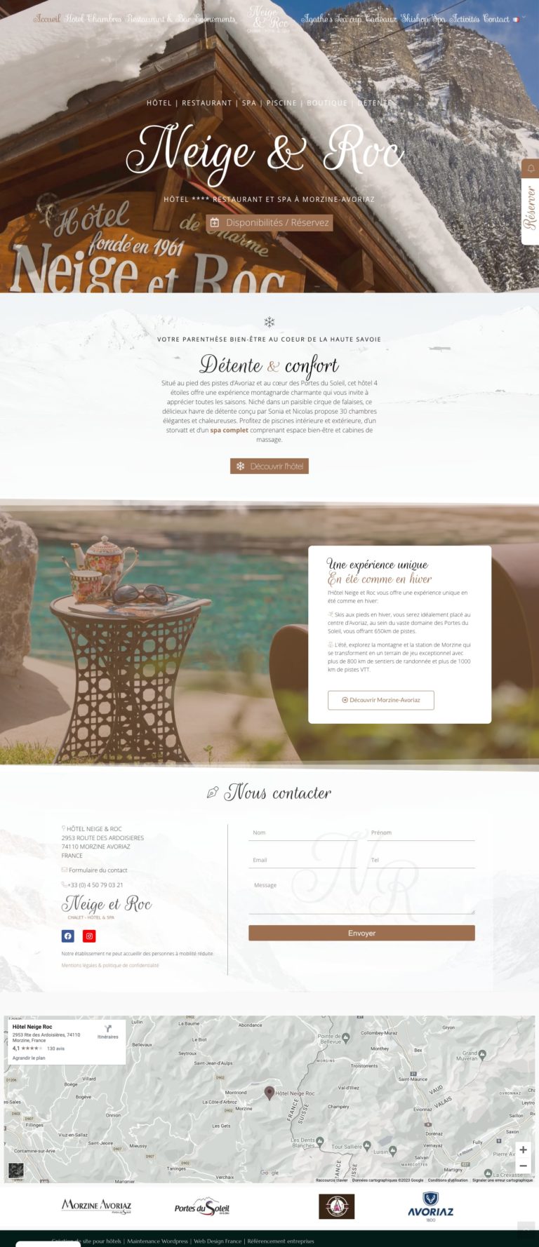 Capture du site internet « Neige & Roc »