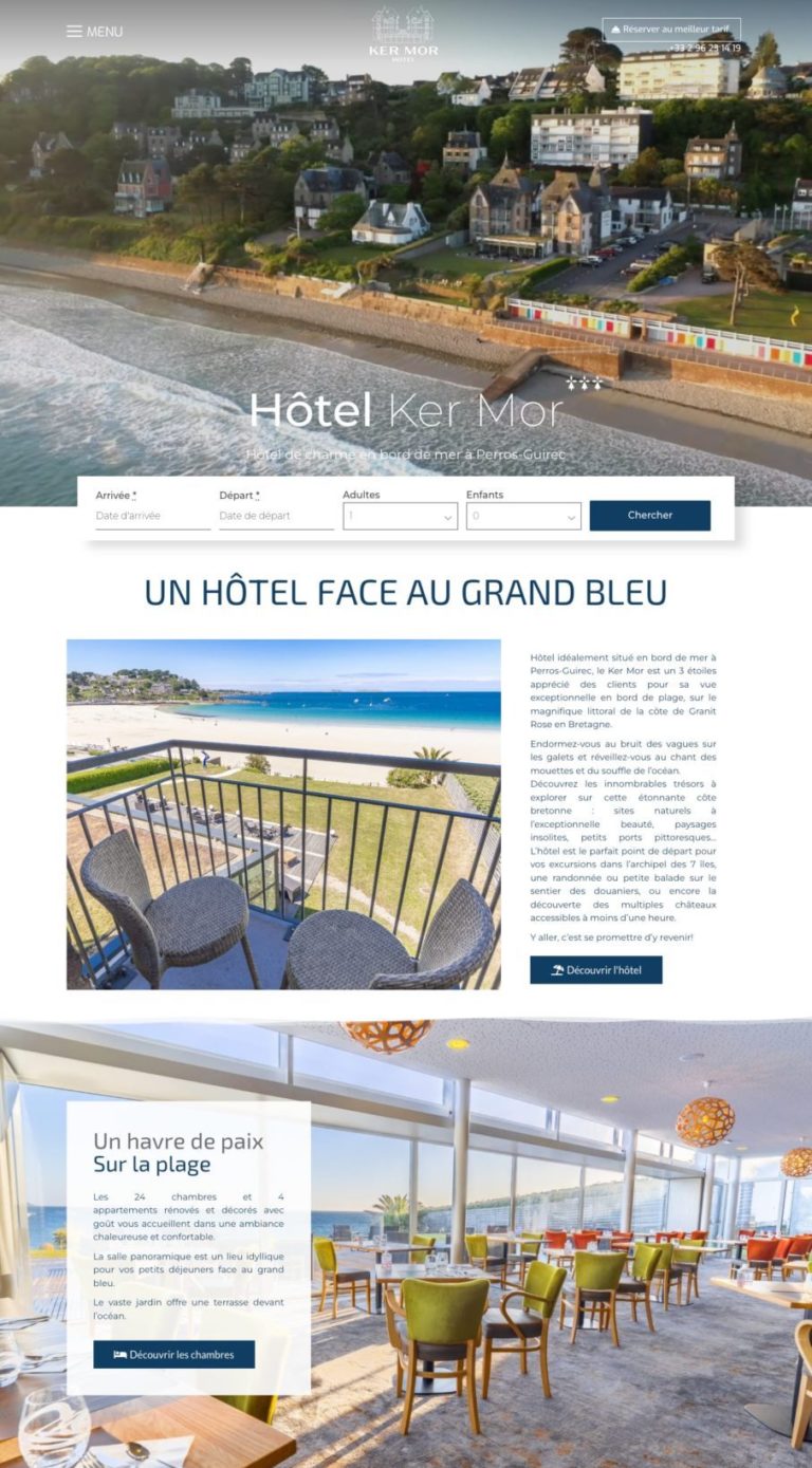 Capture du site internet « Hôtel Ker Mor »