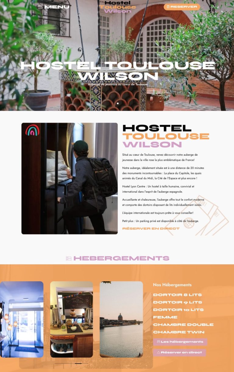 Capture du site internet « Hostel Wilson »