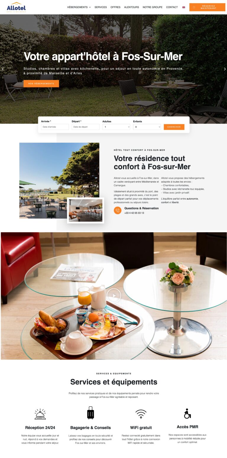 Capture du site internet « Allotel Résidence »