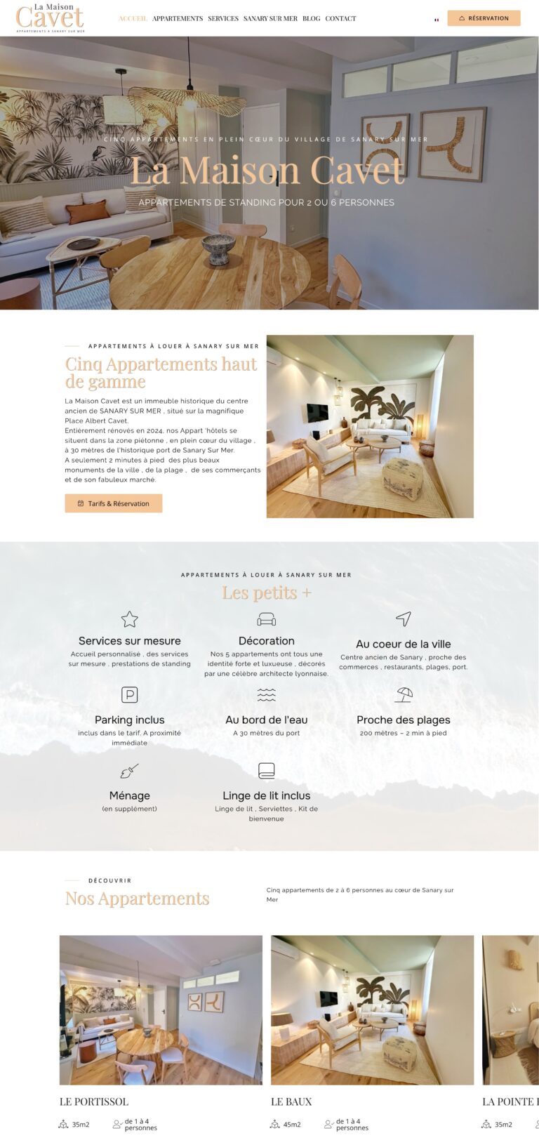 Capture du site internet « La Maison Cavet »