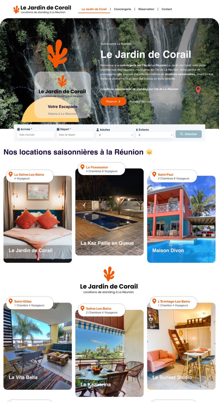 Capture du site internet « Le Jardin de Corail »