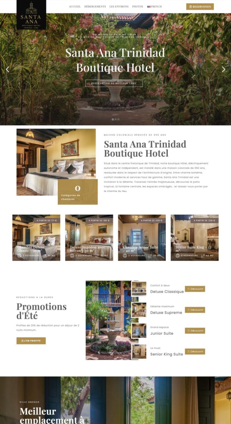 Capture du site internet « Santa Ana Trinidad »