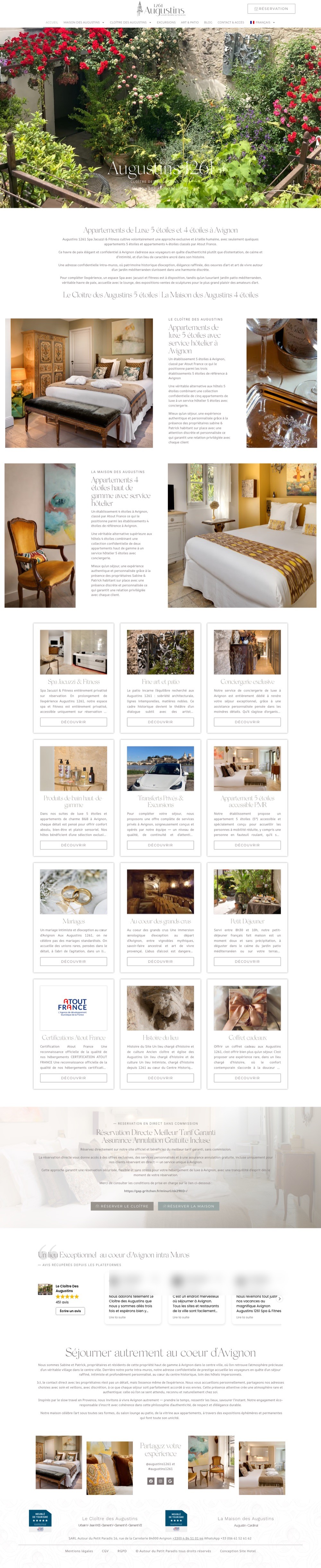 Page d’accueil du site Augustins 1261, sur ordinateur