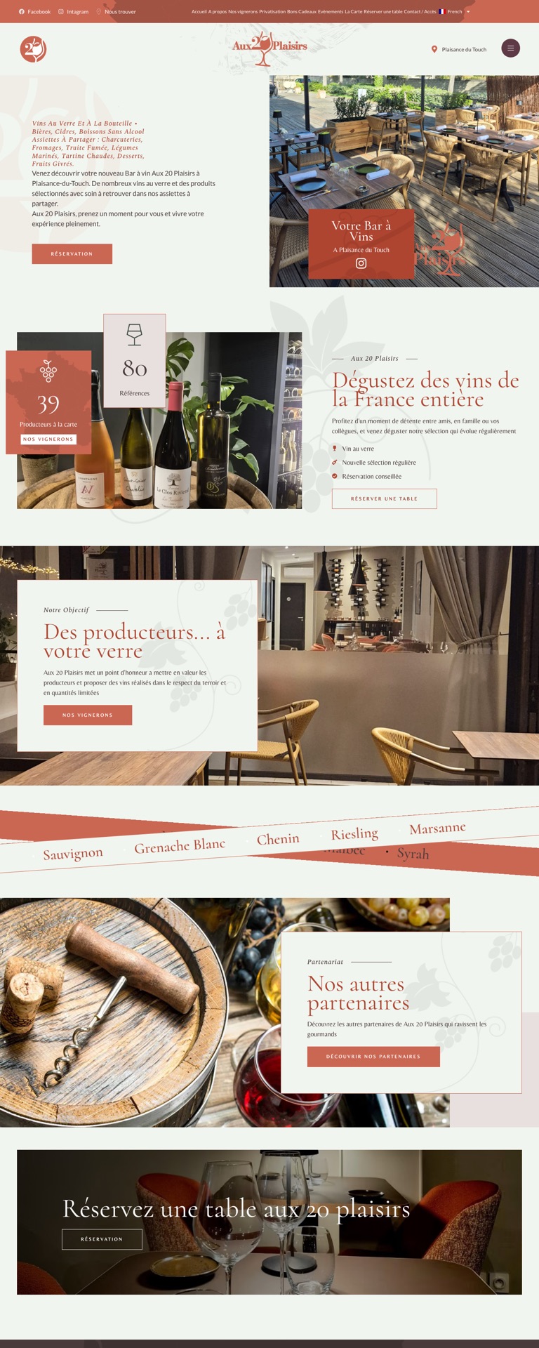 Capture du site internet « Aux 20 Plaisirs »