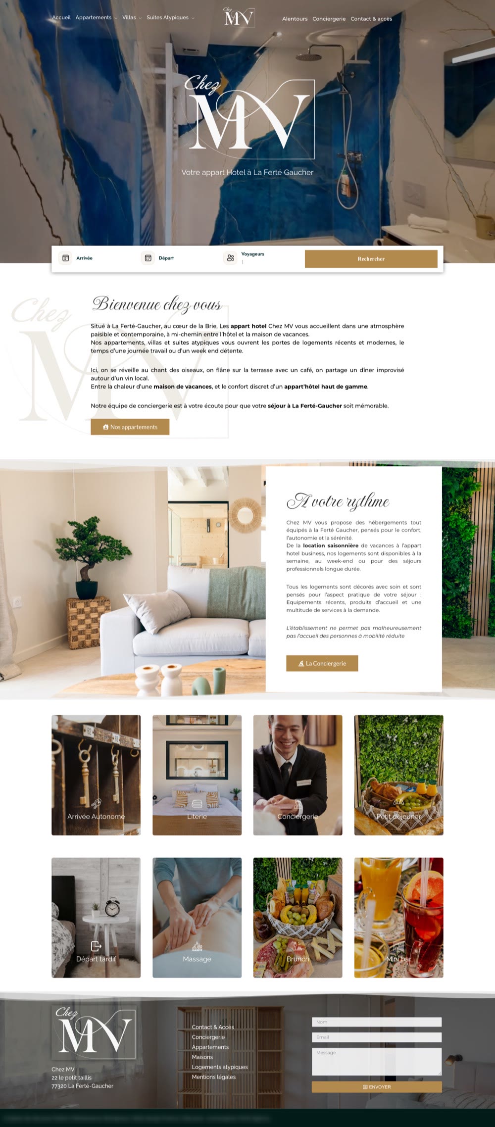 Page d’accueil du site Chez MV, sur ordinateur