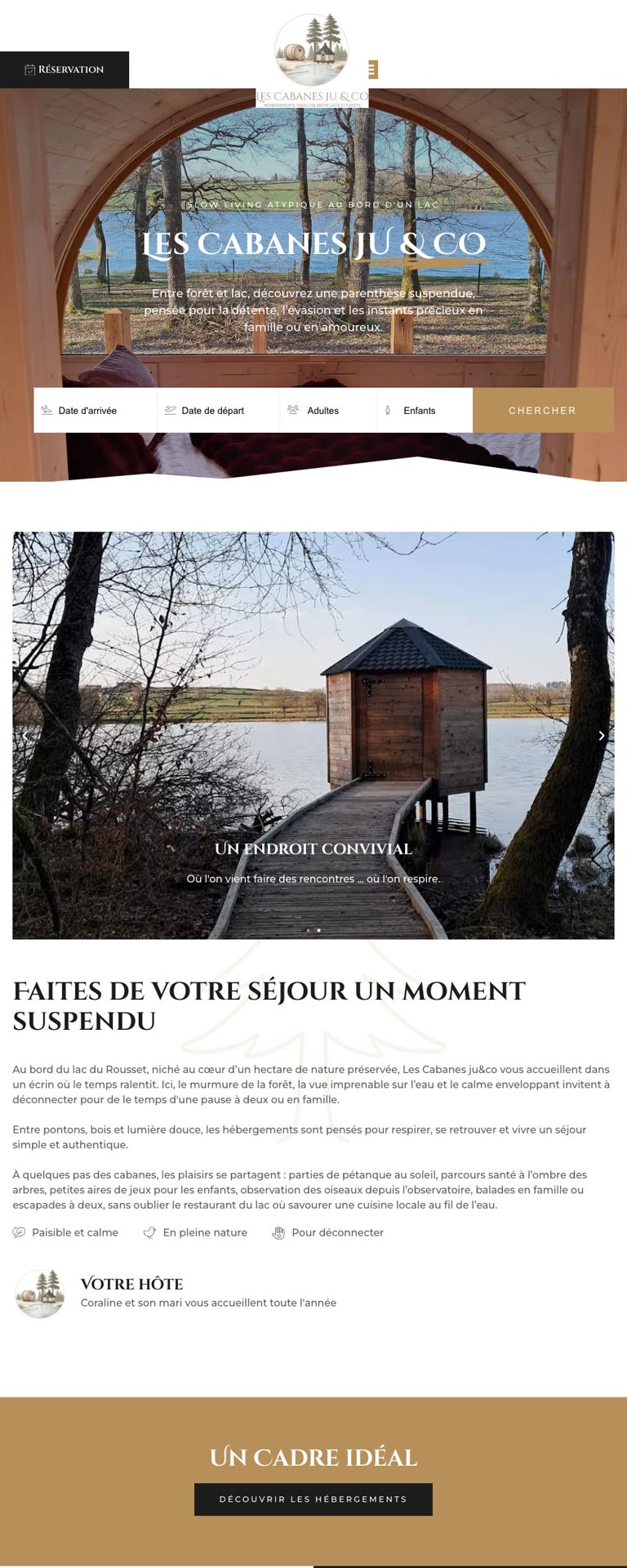 Capture du site internet « Les Cabanes Ju & Co »