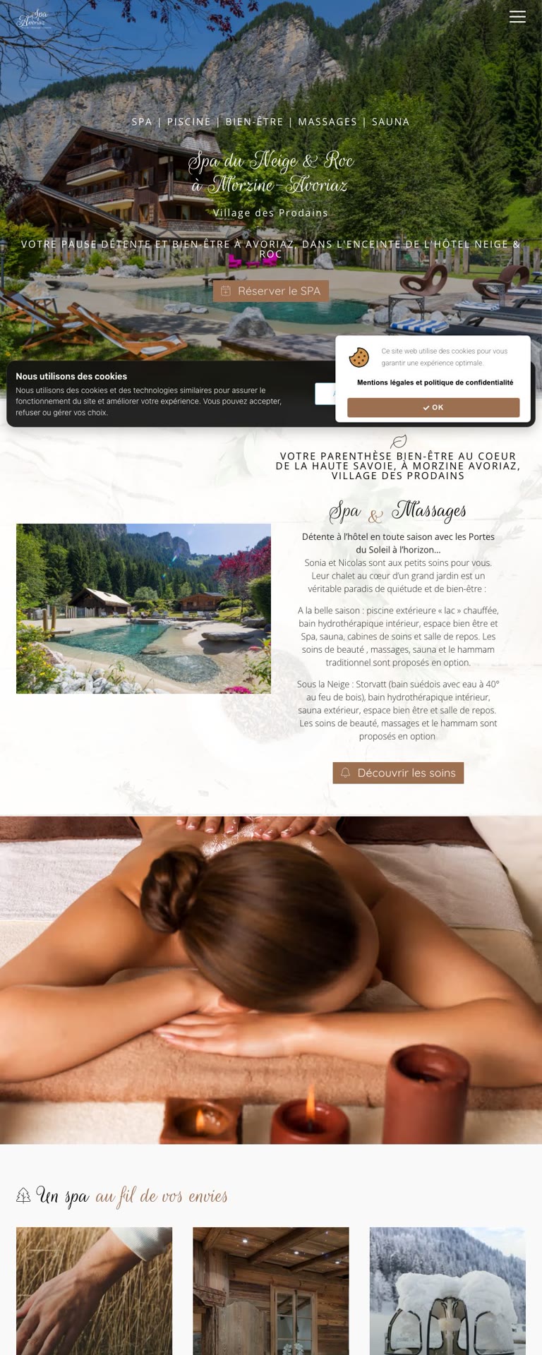 Capture du site internet « Spa du Neige & Roc »