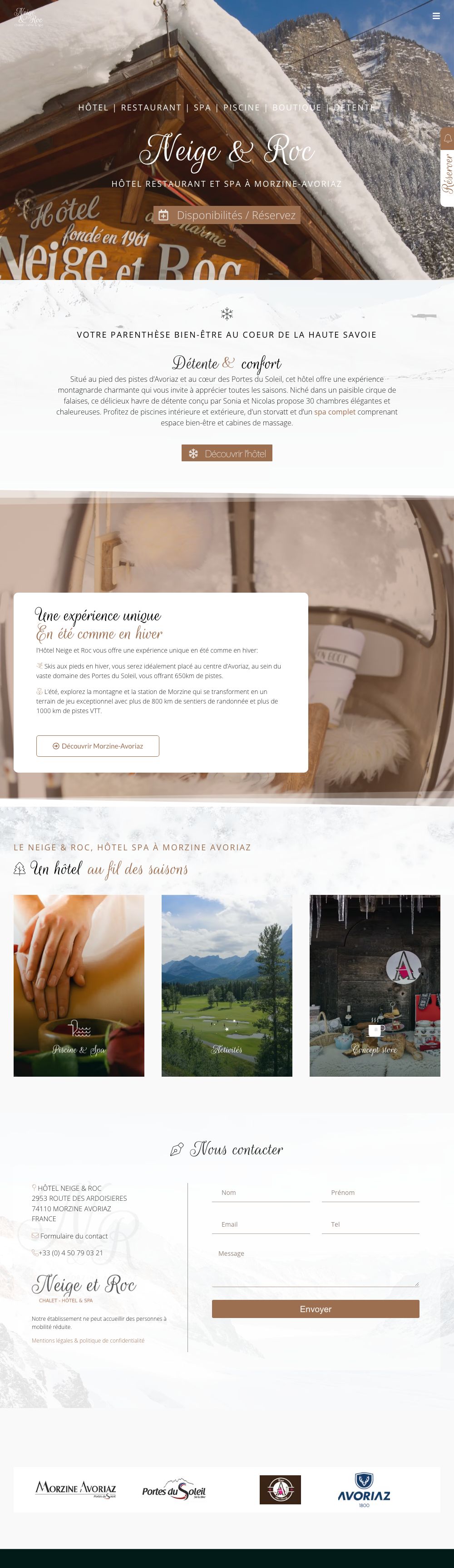 Page d’accueil du site Neige & Roc, sur ordinateur