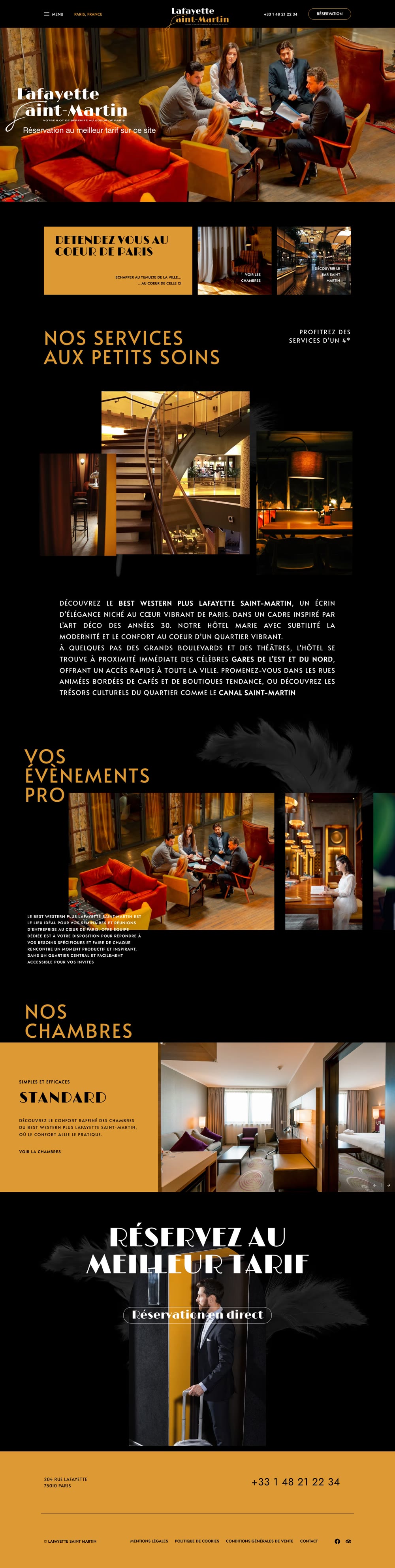 Page d’accueil du site Lafayette Saint-Martin, sur ordinateur