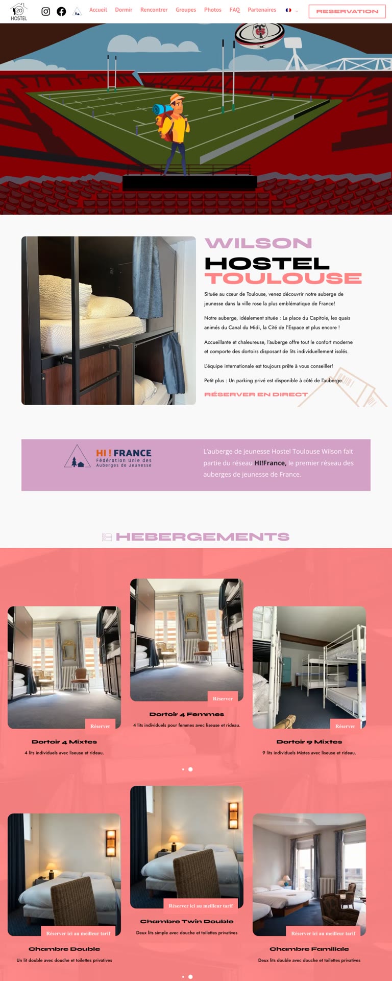 Capture du site internet « Hostel Toulouse Wilson »