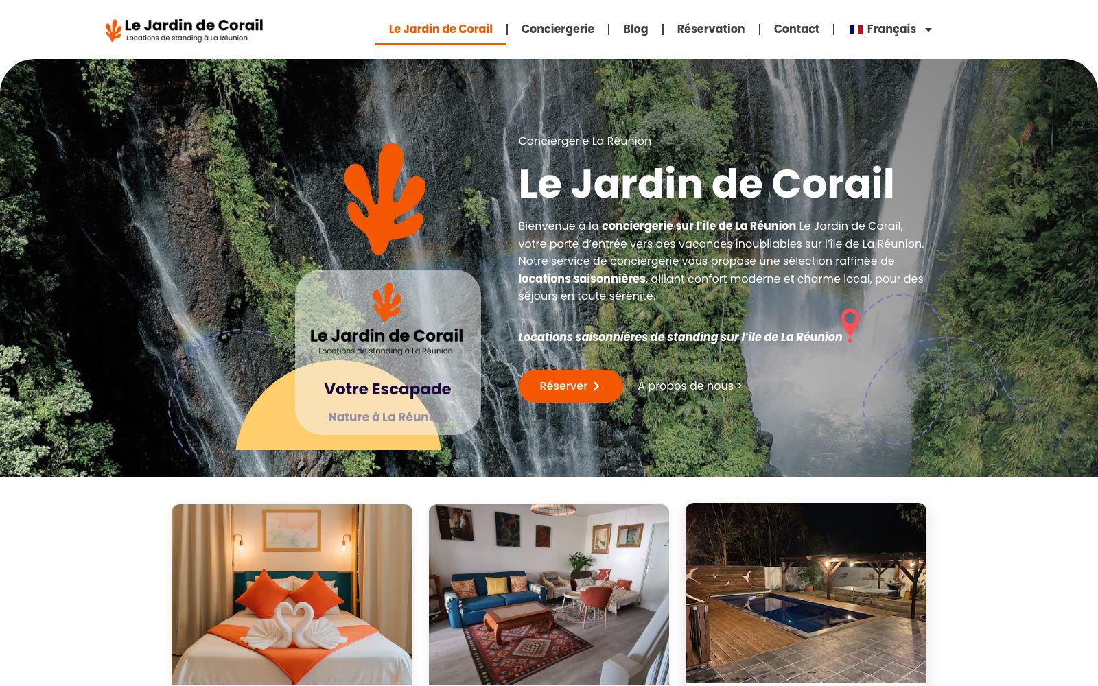 Capture du site internet « Le Jardin de Corail »