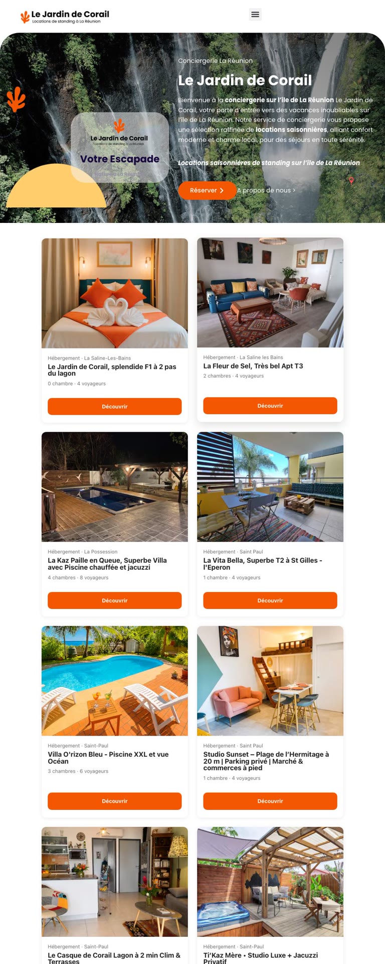 Capture du site internet « Le Jardin de Corail »