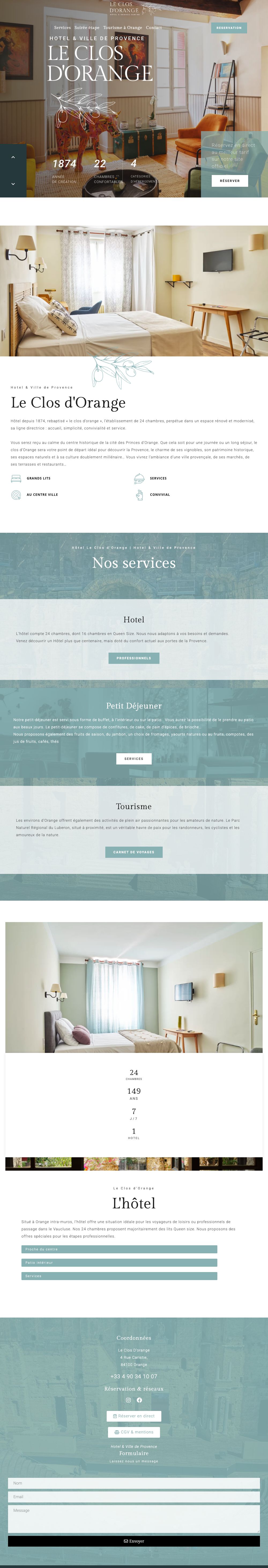Page d’accueil du site Le Clos d’Orange, sur ordinateur