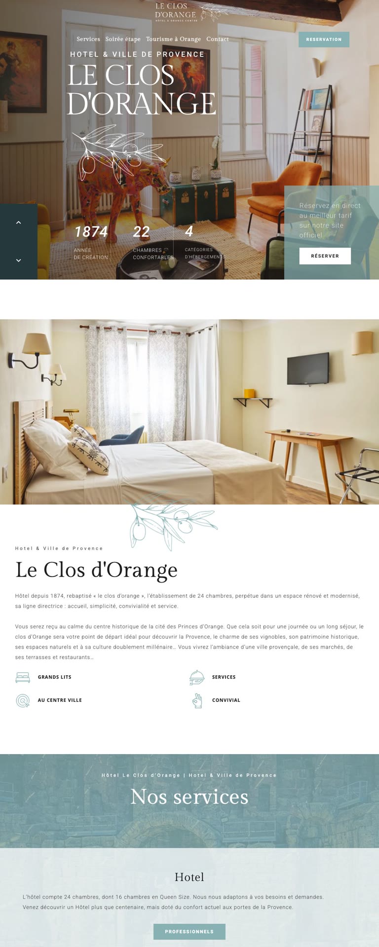 Capture du site internet « Le Clos d’Orange »