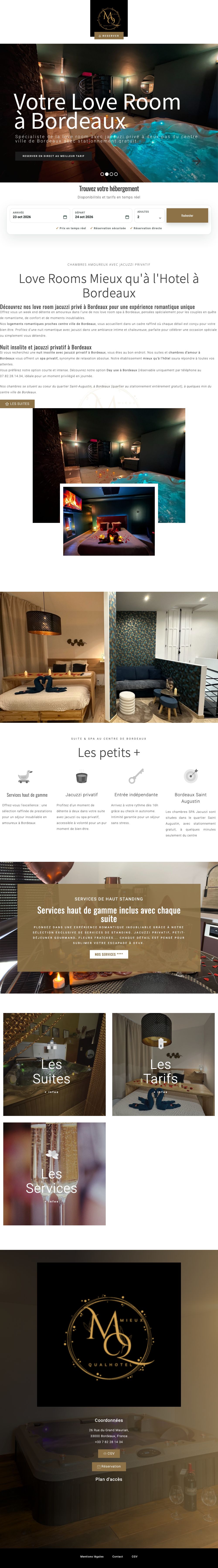 Page d’accueil du site Mieux qu’à l’hôtel, sur ordinateur