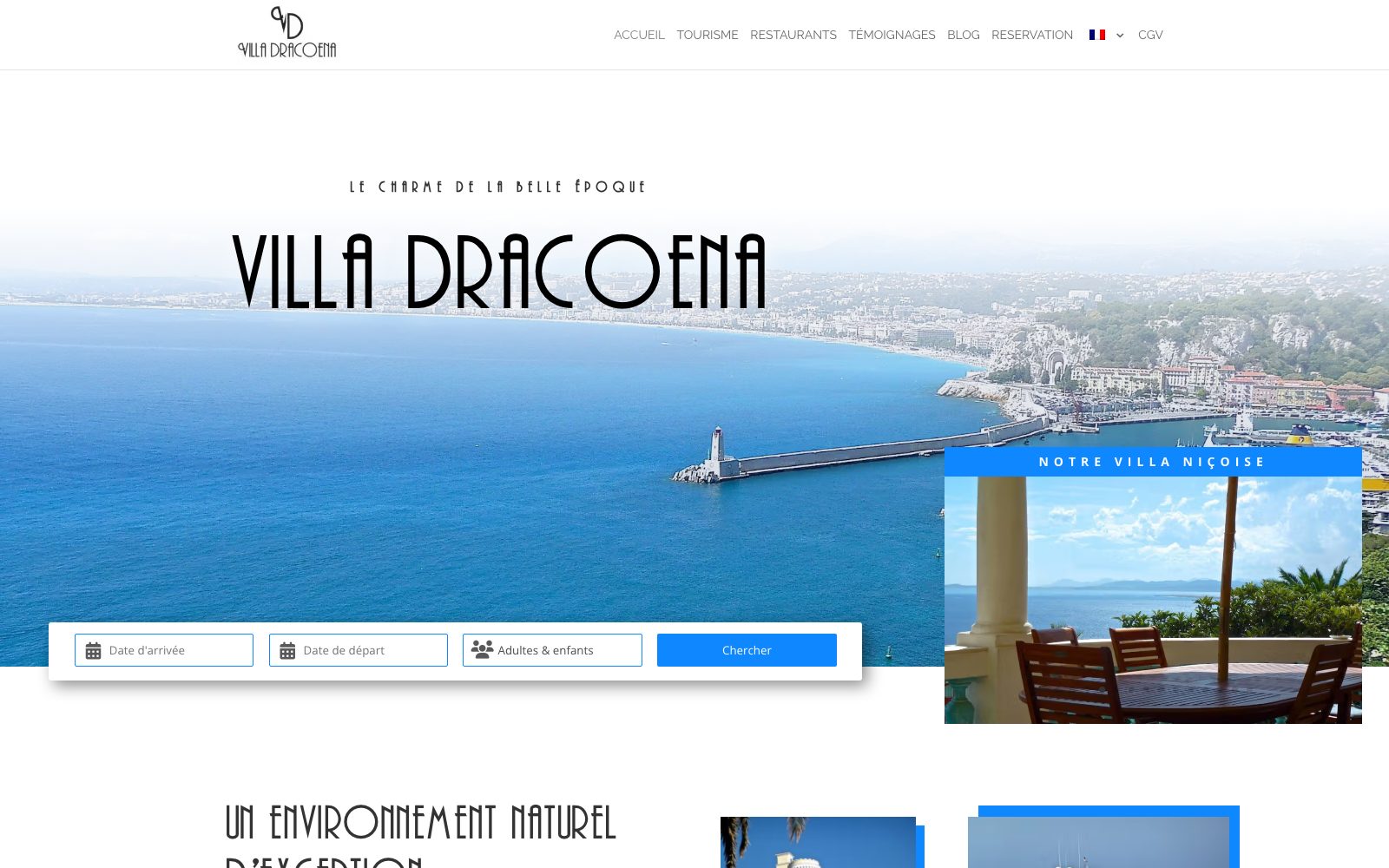 Capture du site internet « La Villa Dracoena »