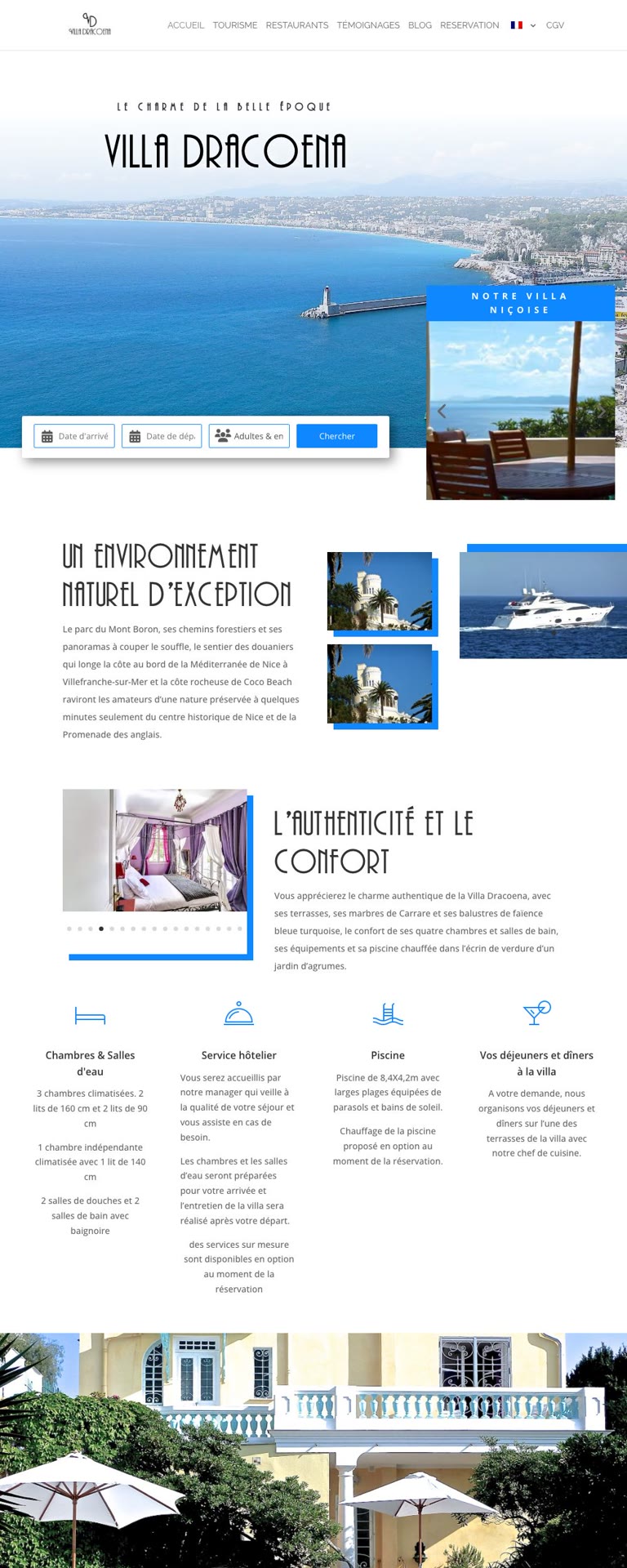Capture du site internet « La Villa Dracoena »