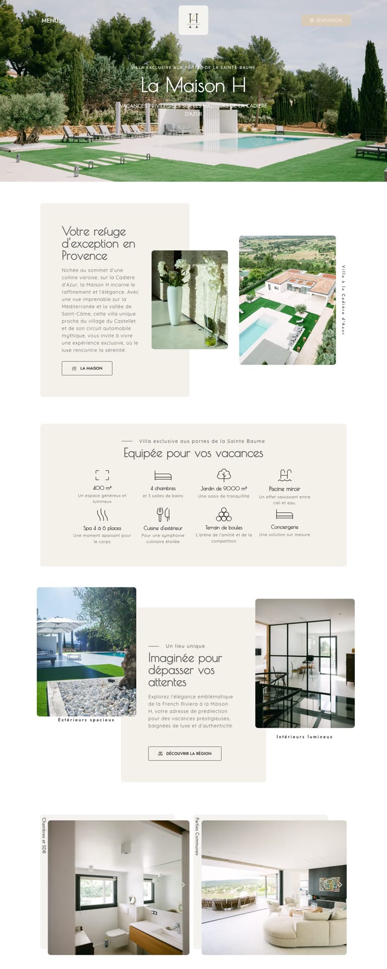 Capture du site internet « La Maison H »