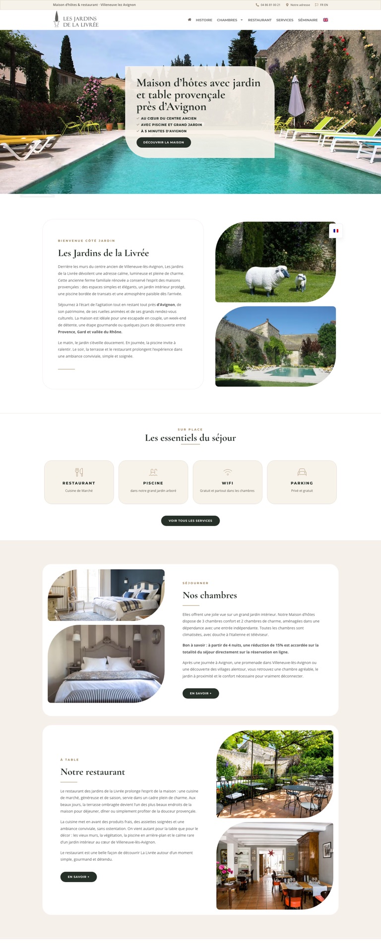 Site des Jardins de la Livrée, maison d’hôtes près d’Avignon