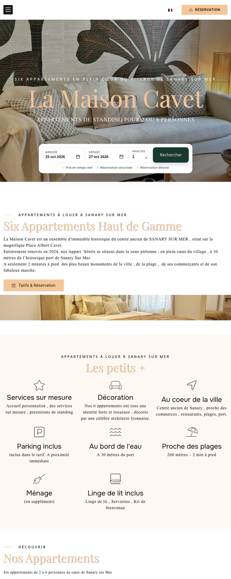 Capture du site internet « La Maison Cavet »