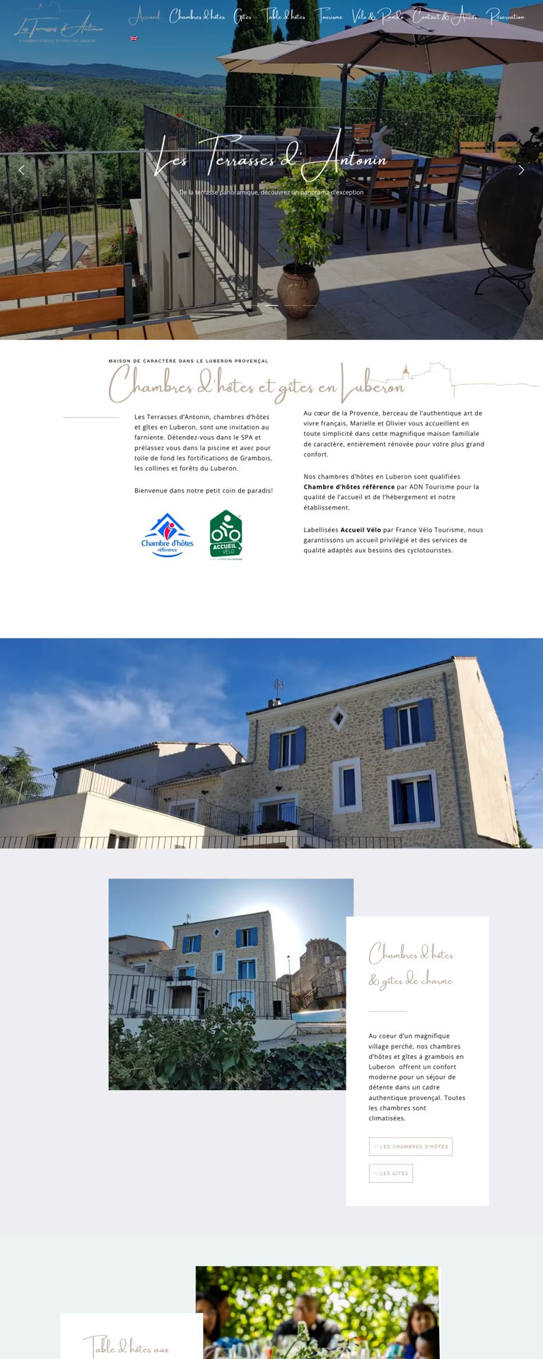 Capture du site internet « Les Terrasses d’Antonin »