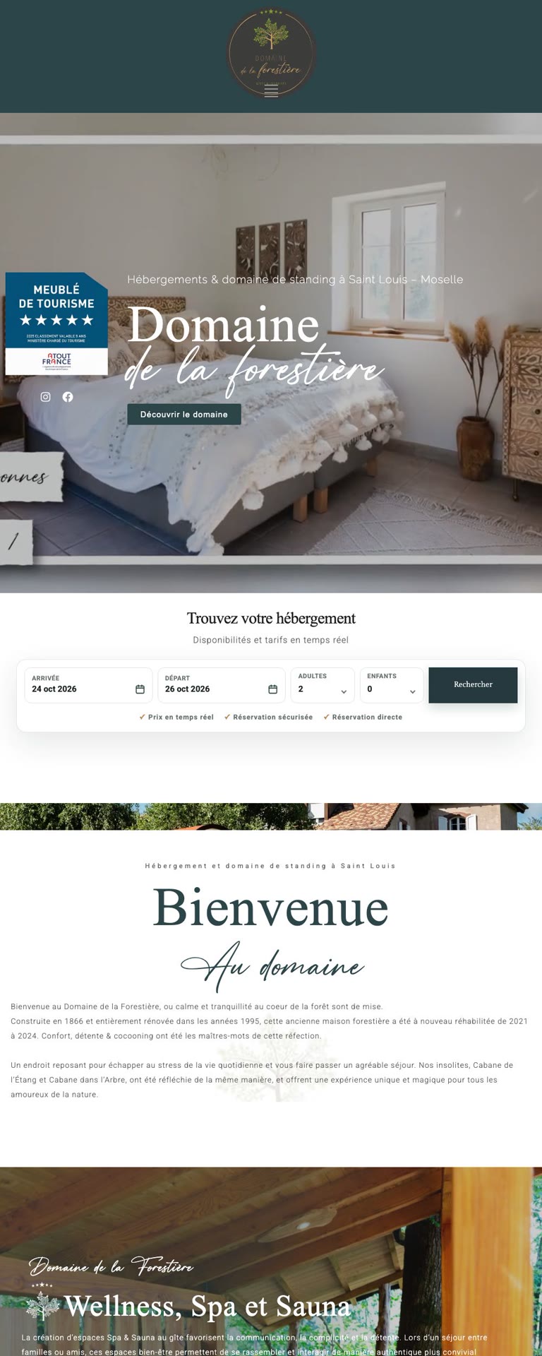 Capture du site internet « Domaine de la Forestière »