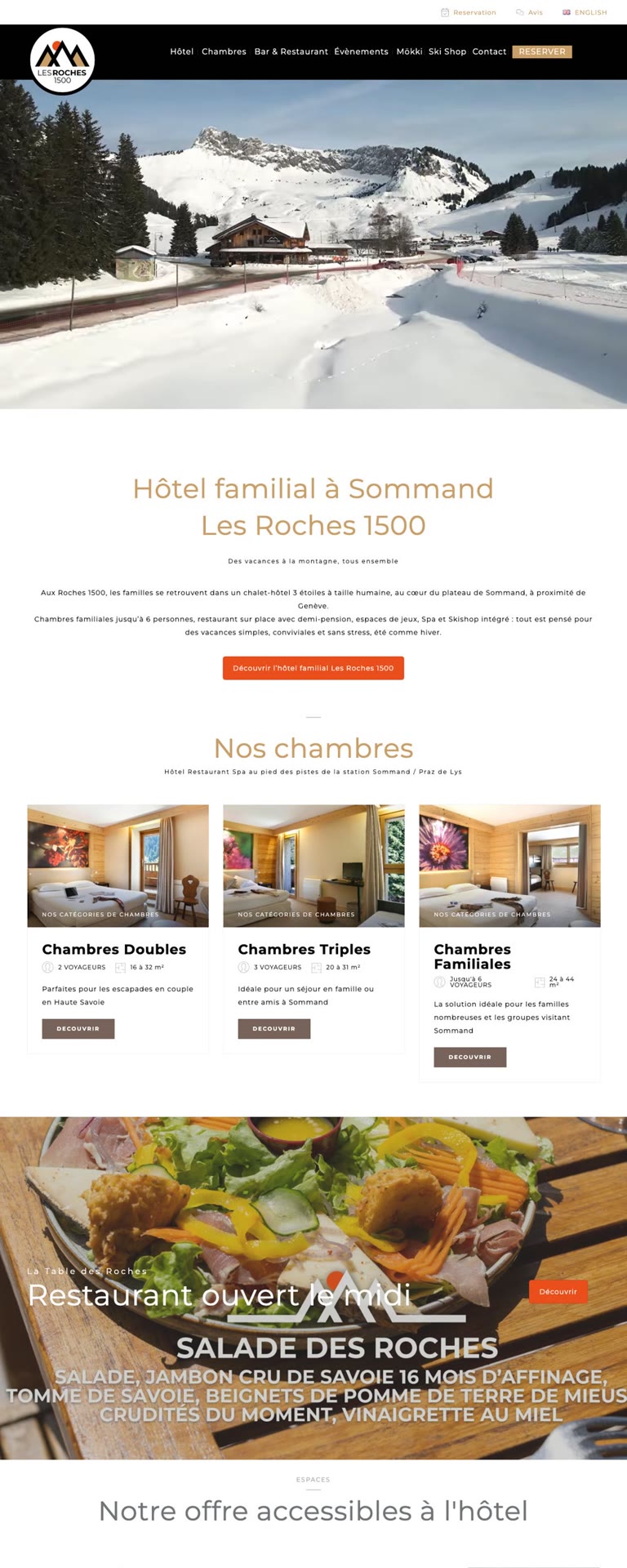 Capture du site internet « Les Roches 1500 »