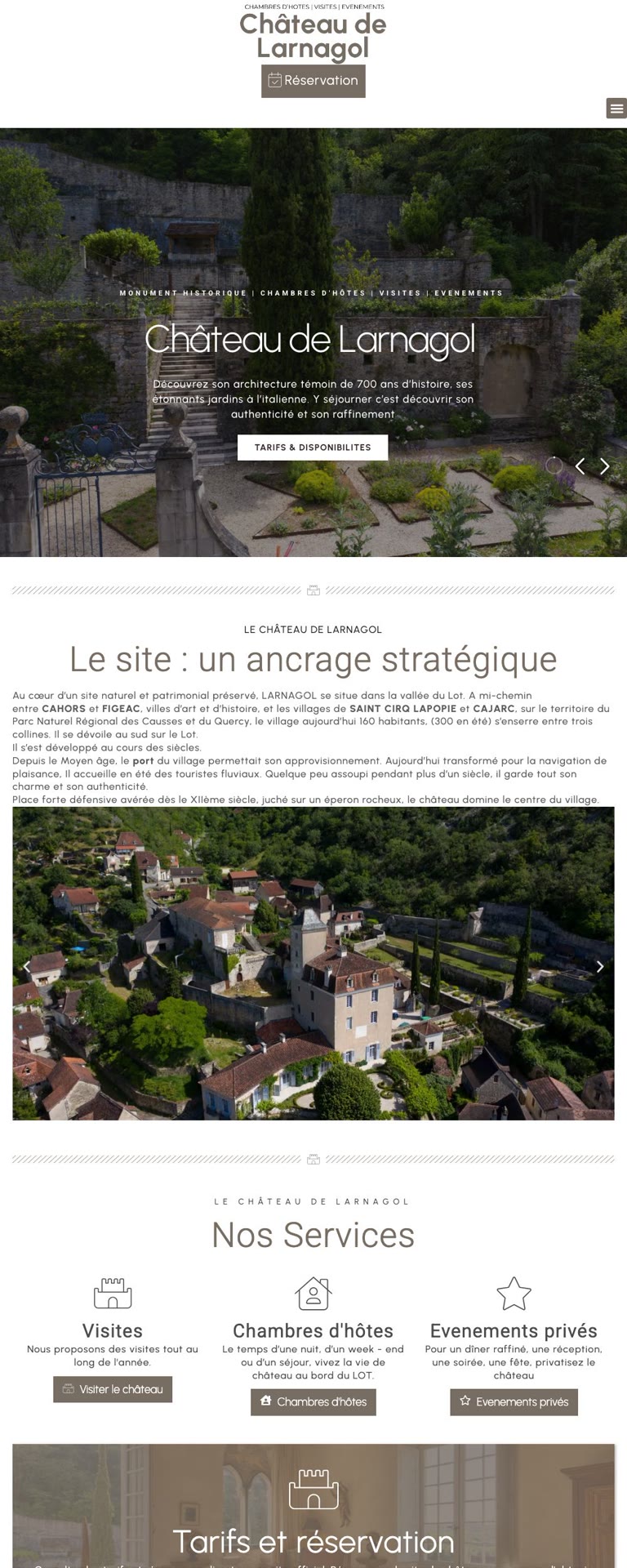 Capture du site internet « Château de Larnagol »