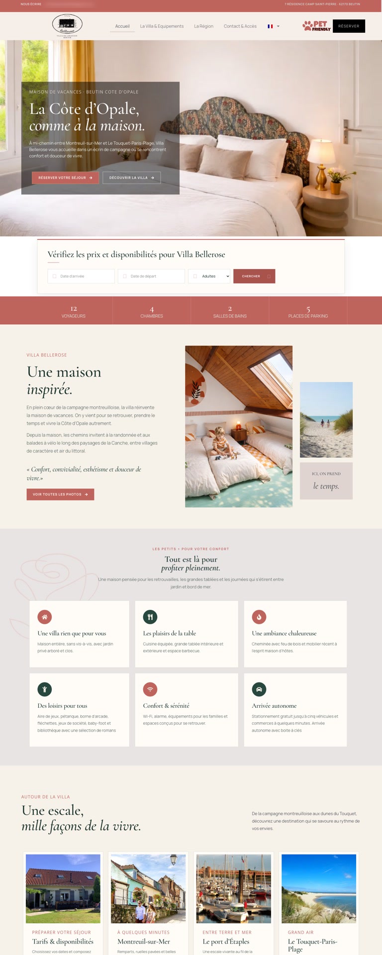 Capture du site internet « Villa Bellerose »