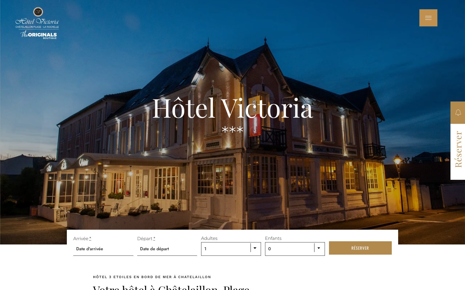 Capture du site internet « Hôtel Victoria »