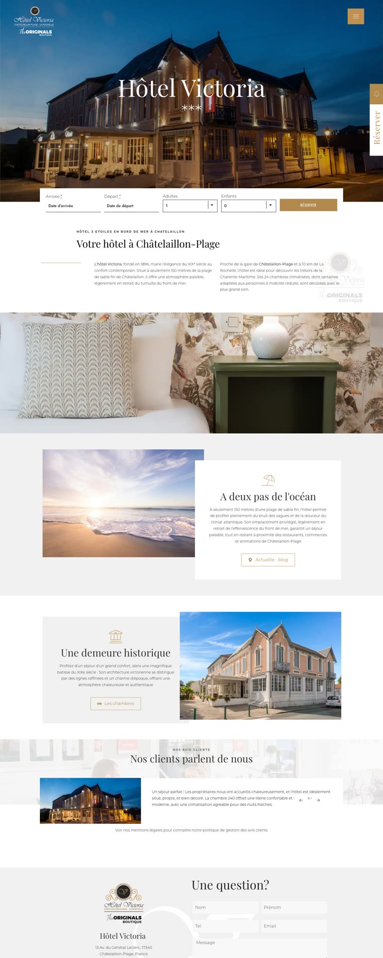 Capture du site internet « Hôtel Victoria »