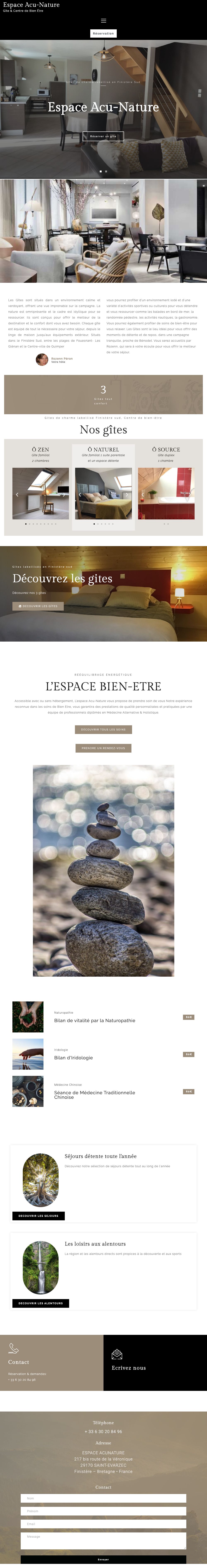 Page d’accueil du site Espace Acu-Nature, sur ordinateur